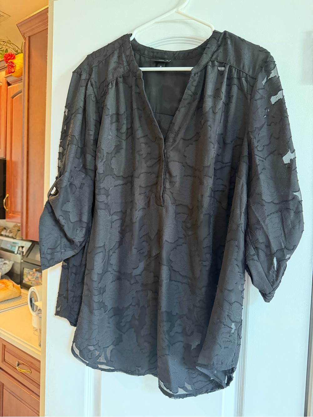 Torrid size 2 Black Sheer Textured Blouse - Classic Tunic Top